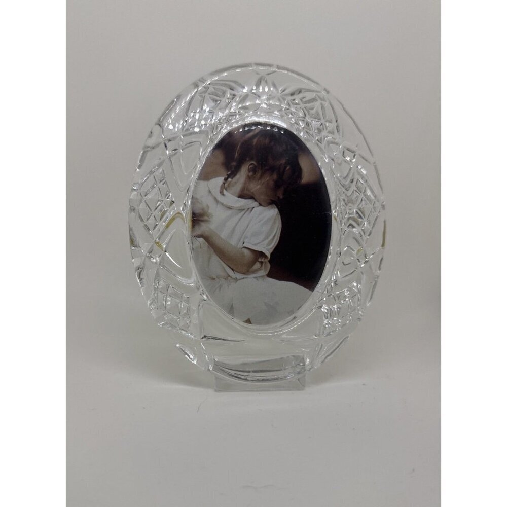 French Oval Crystal Picture Frame Vtg